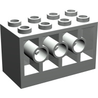 Lego kostka (kostička) 2x4x2 s otvory po stranách, světle šedá (606102)